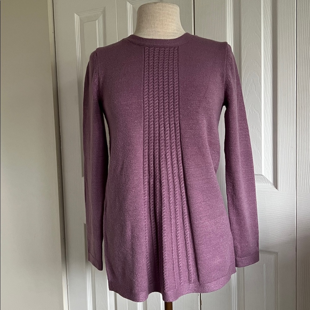 Soft Surroundings Sydney Tunic Pullover Sweater Purple Cable Size XS